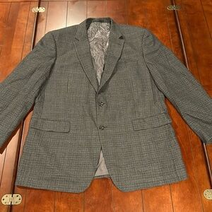 Chaps 100% Lambs’ Wool Gray Black Tweed Blazer Sport Coat Jacket Size 46L